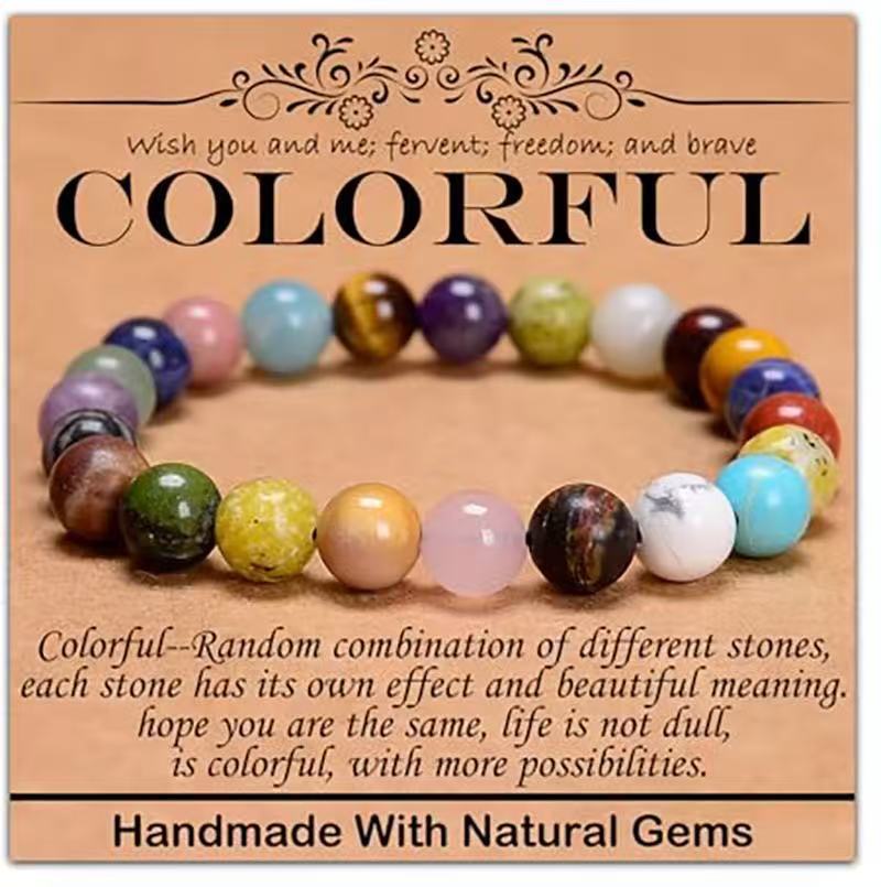 Minimalist Natural Stone Beaded Bracelet Unisex Geometric Round Handmade Jewelry Gift