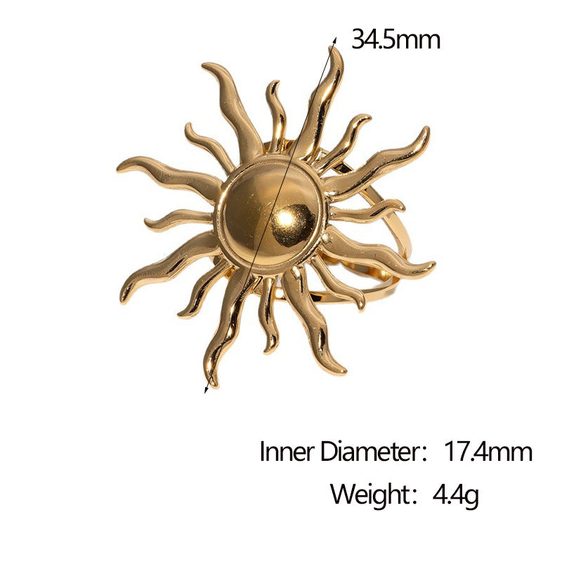 Minimalist Geometric Sunflower Ring in Stainless Steel with Plating Finish for Women
