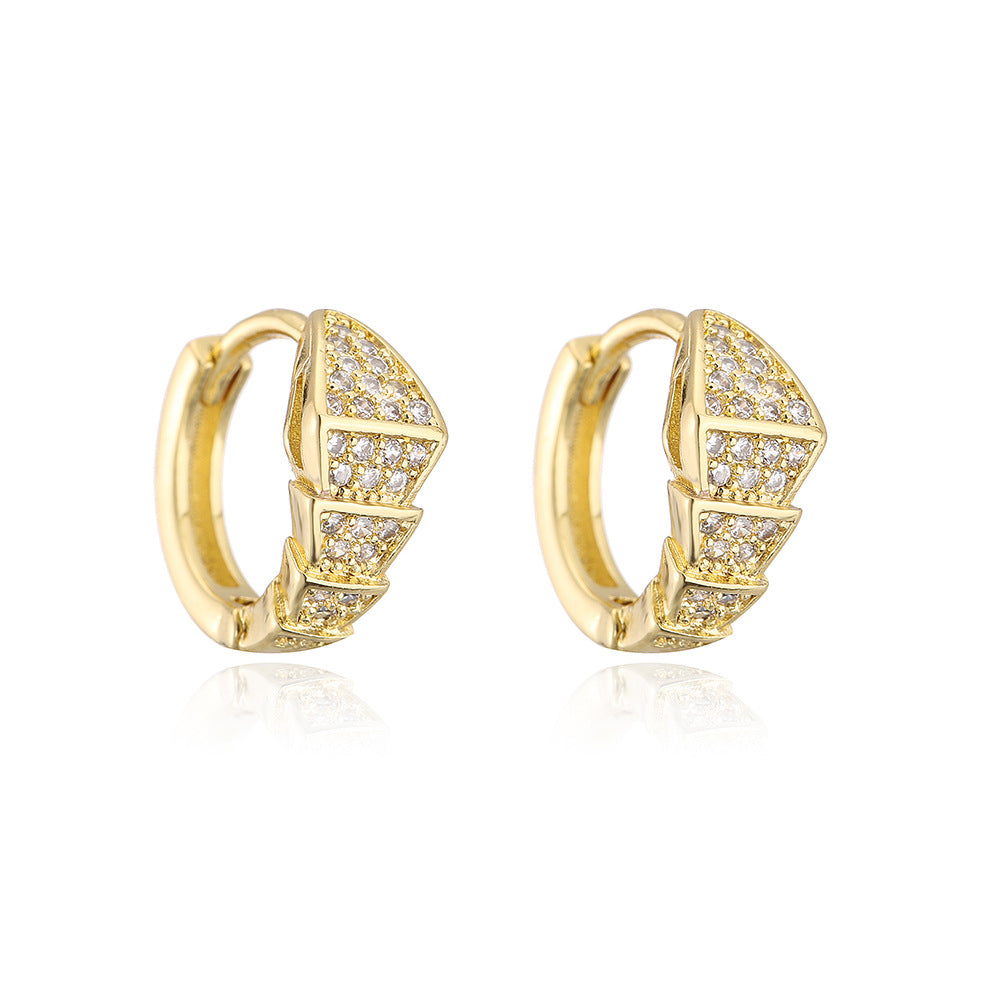 Orecchini a cerchio minimalisti in rame a forma di serpente con placcatura in oro 18K e intarsio di zirconi per donna