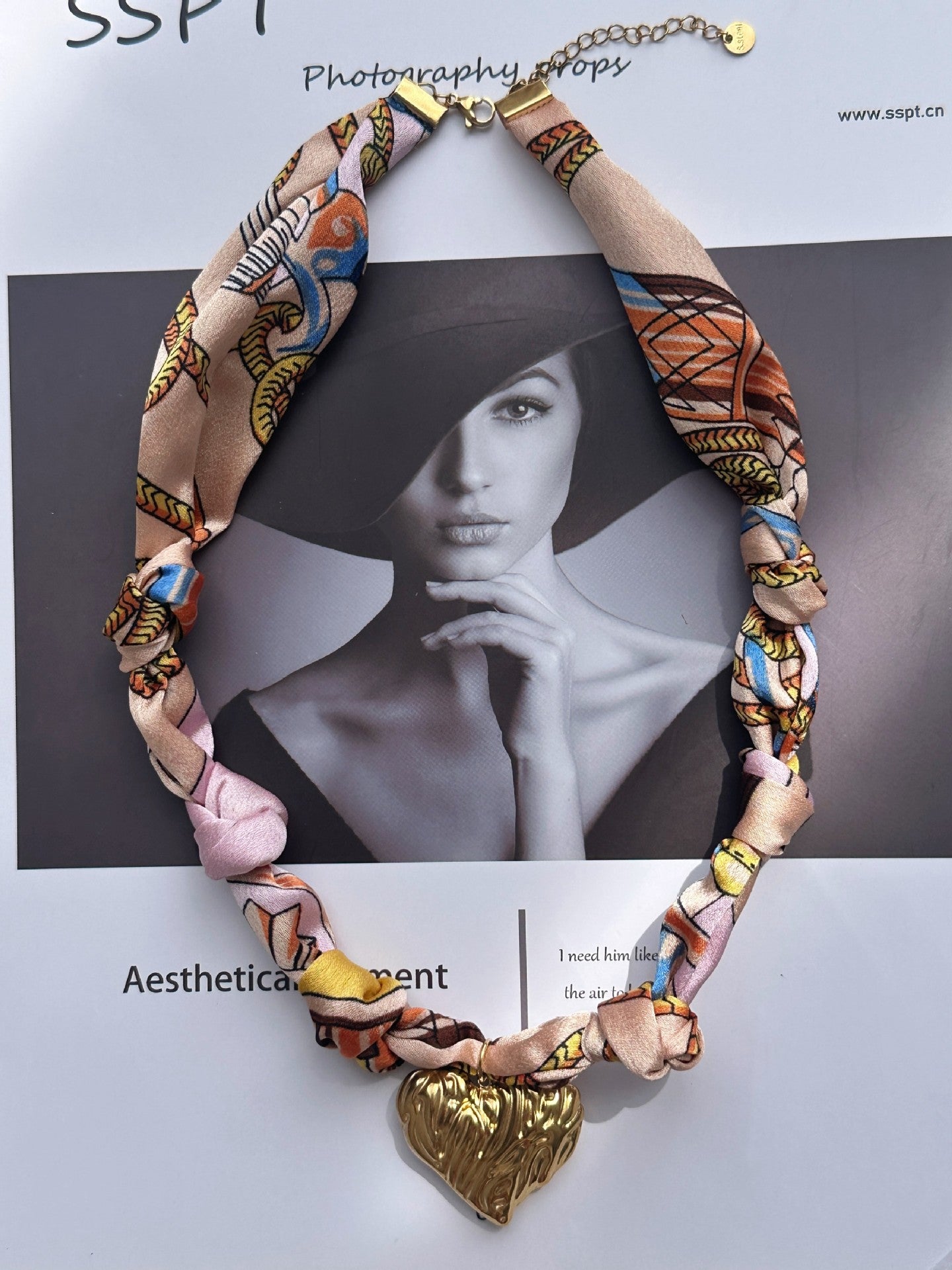Casual Minimalist Stainless Steel and Silk Necklace with Heart Floral Starfish Pendant for Women