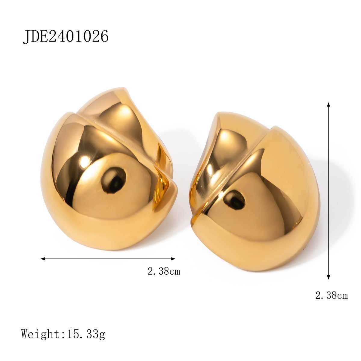 Vintage Irregular Round Hazelnut Stud Earrings 18K Gold Plated Stainless Steel for Women