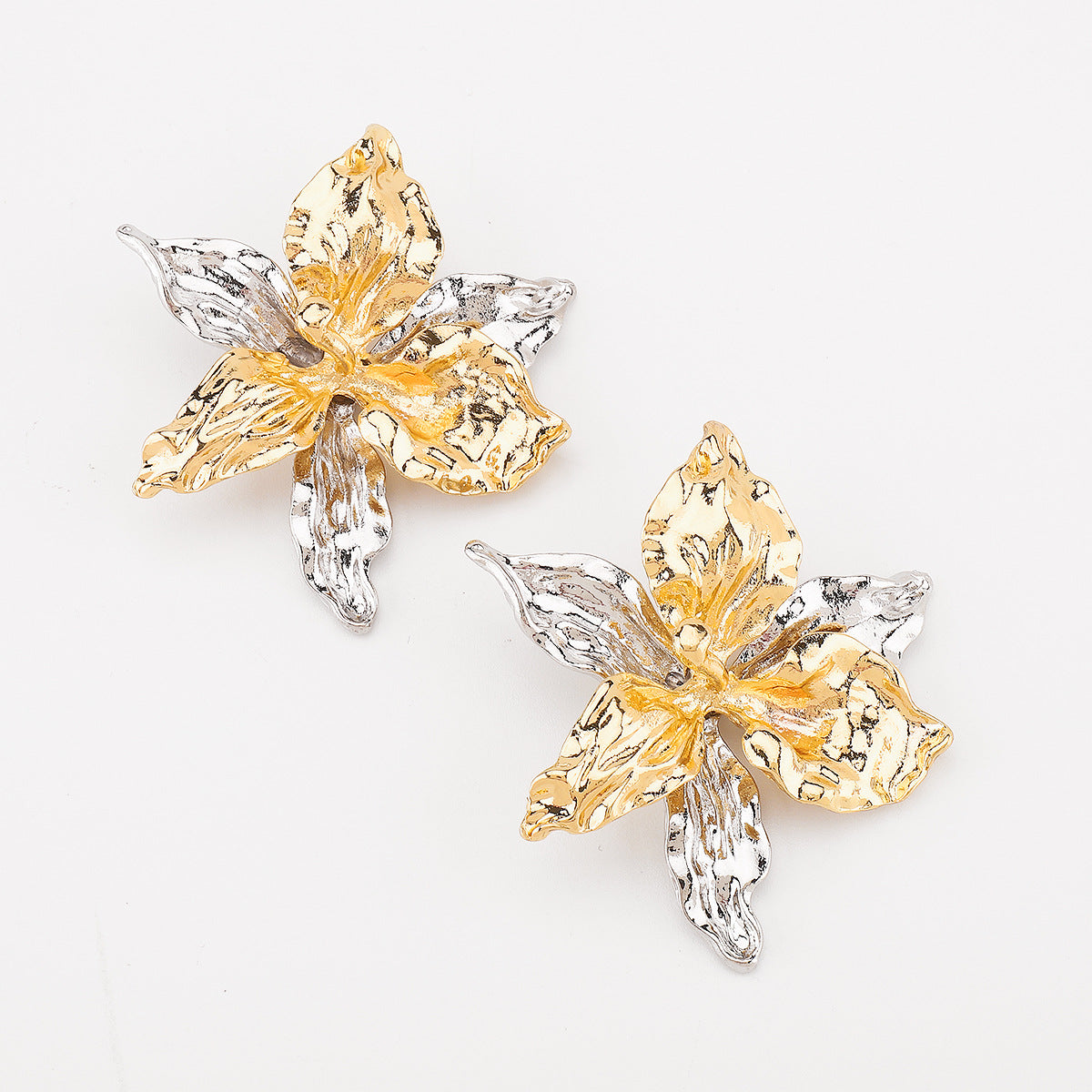 Pendientes de aleación con diseño floral a la moda para mujer con acabado chapado, joyería de verano para la playa