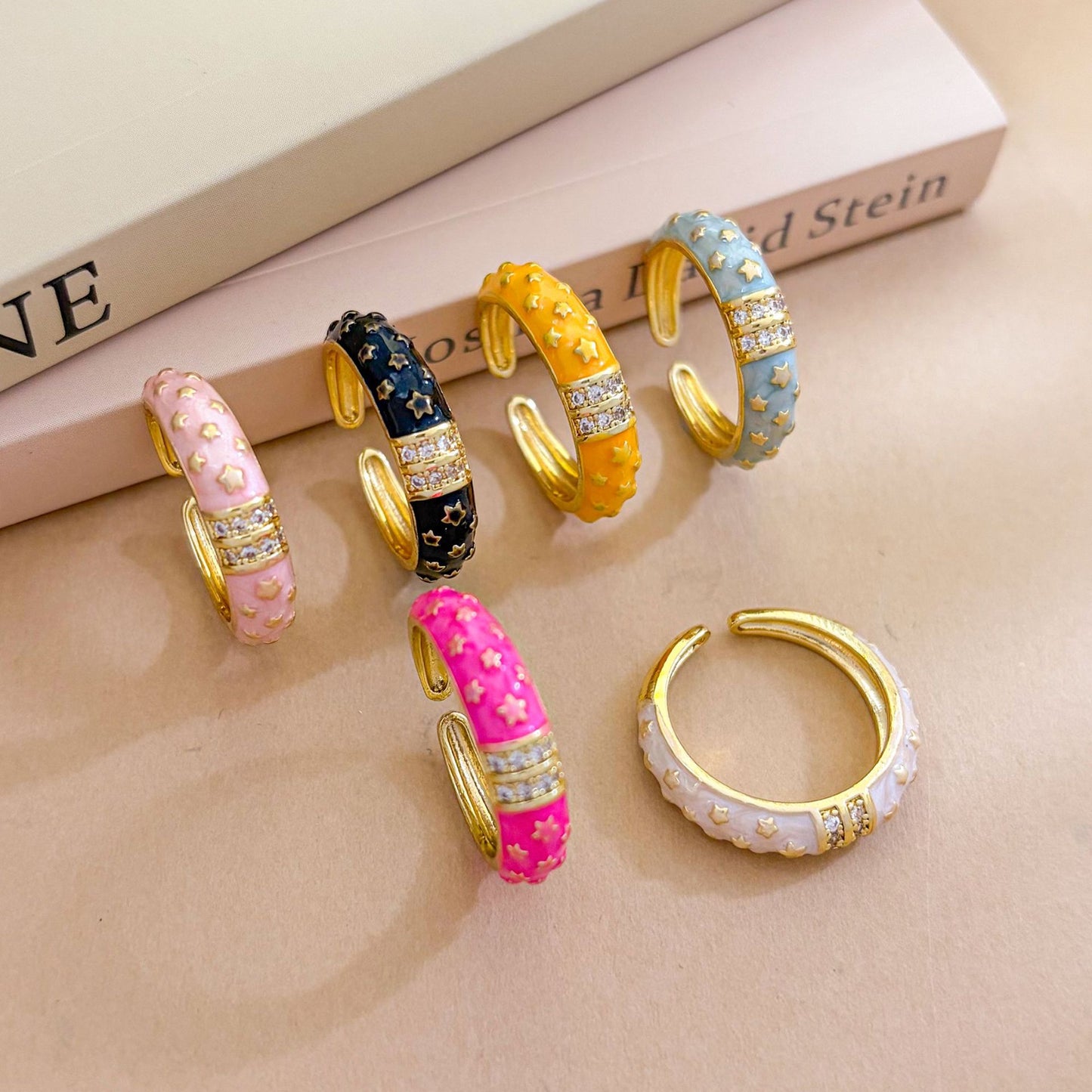 Sweet Minimalist Star Gold Plated Brass Ring for Women