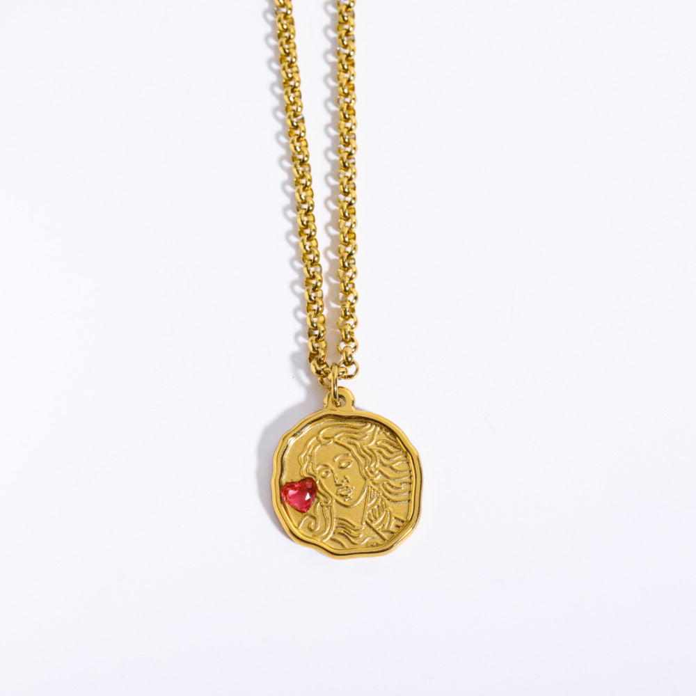 Collar con colgante retro de mitología nórdica y griega para mujer con diseño de Atenea y Medusa en acero inoxidable con acabado chapado en cadena tipo O