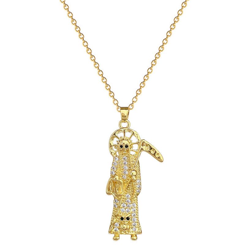 Collana con ciondolo a mezza luna minimalista in acciaio al titanio con intarsio completo di strass per donne e uomini