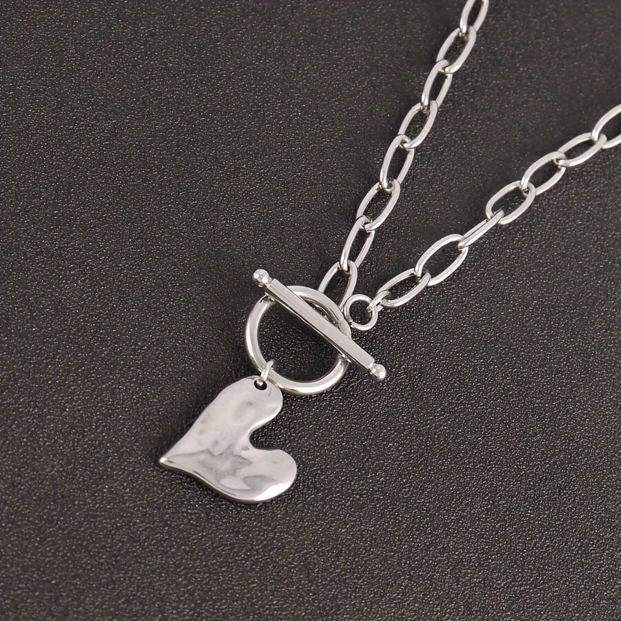 Minimalist Heart-Shaped Stainless Steel Pendant Necklace with Plated Finish for Women and Men
