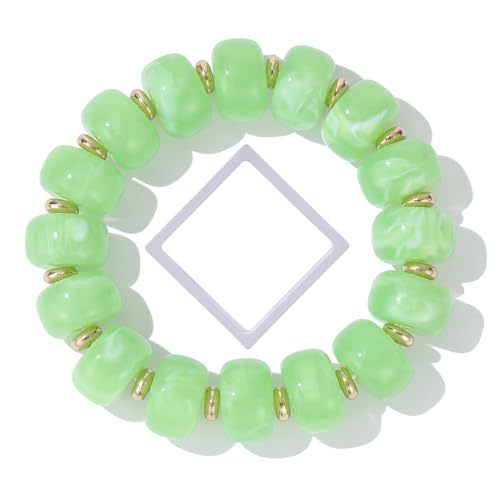 Bohemian Minimalist Geometric Round Resin Acrylic Beaded Bracelet for Women