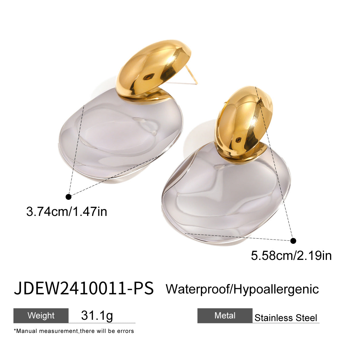 Pendientes llamativos de acero inoxidable geométricos para mujer con estilo moderno minimalista