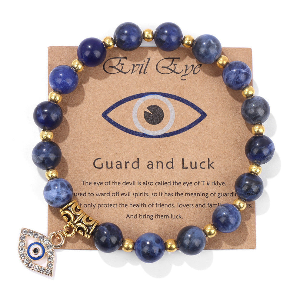Minimalist Geometric Evil Eye Rhinestone Beaded Bracelet Unisex Yoga Energy Jewelry