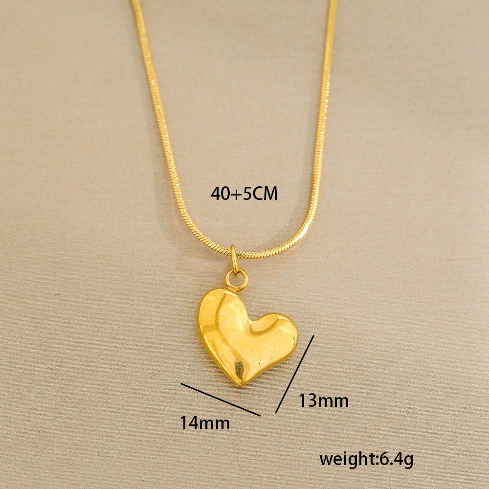 Collar minimalista de acero de titanio con forma de corazón, chapado en oro, perla y cadena ajustable para mujer