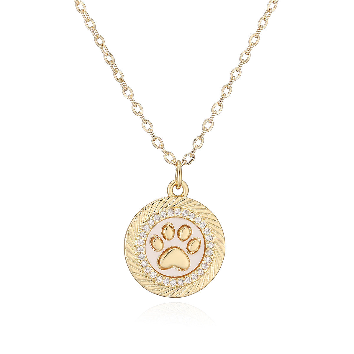 Minimalist Round Cat Paw Butterfly Lightning Geometric Brass Pendant Necklace for Women