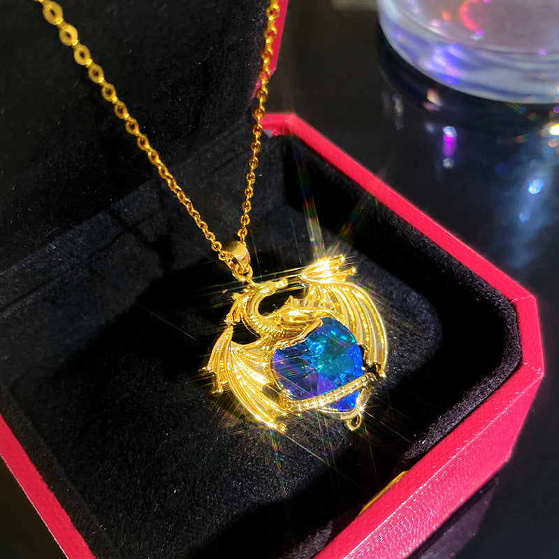 Sporty Sweet Micro-Set Cubic Zirconia Fruit Square Pendant Titanium Steel Cable Chain Necklace