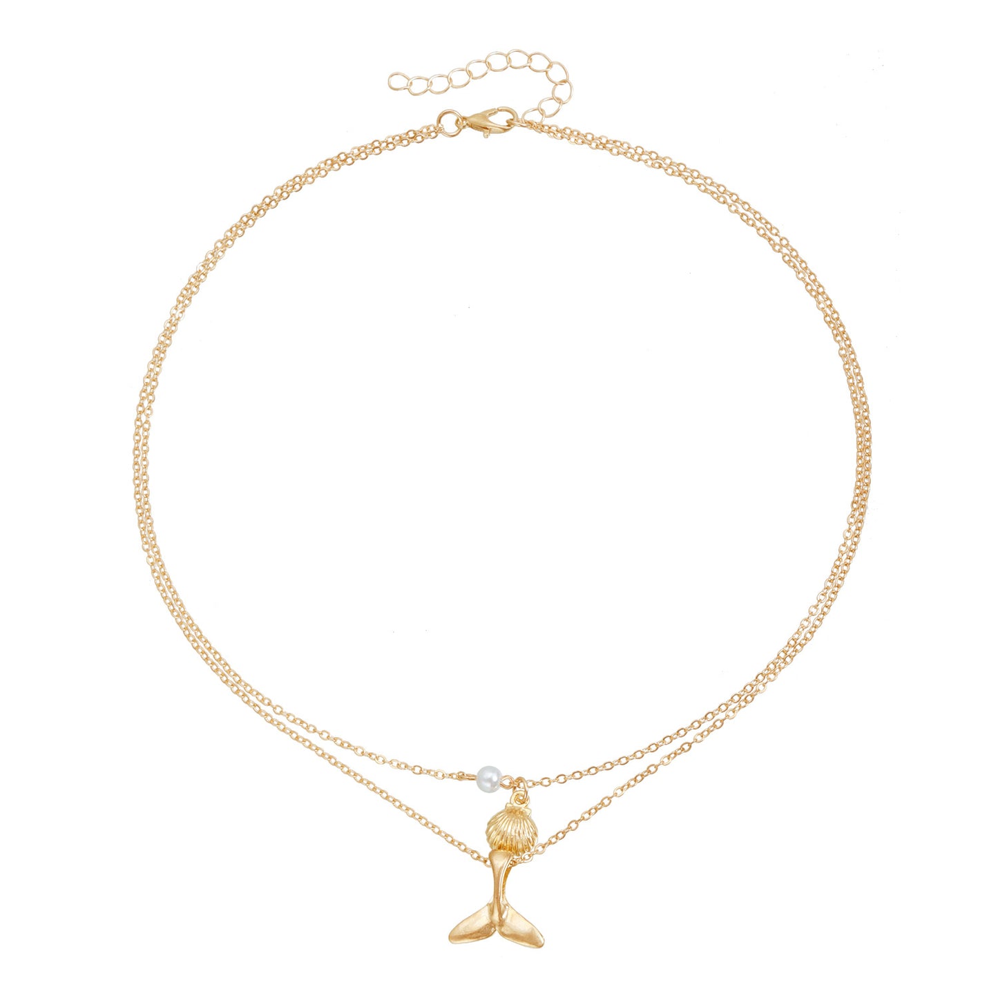 Collar con temática playera con colgante de concha marina y estrella, de aleación con acabado chapado para mujer
