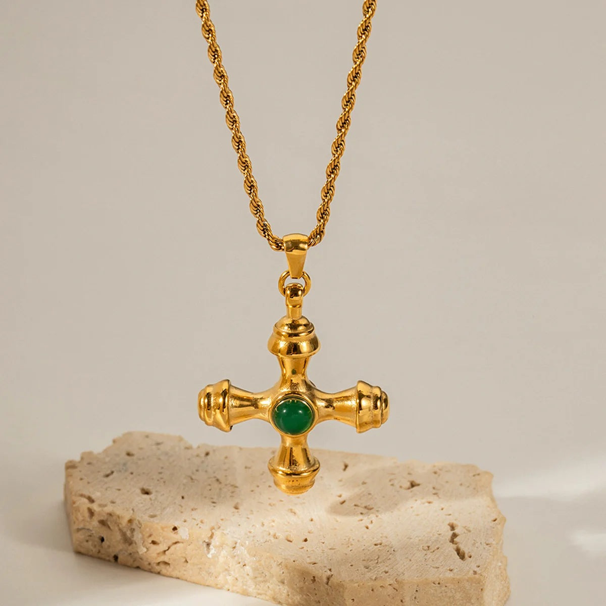 Collana Pendente a Croce Geometrica Stile Palazzo Vintage da Donna con Costruzione in Lega e Finitura Elettroplaccata