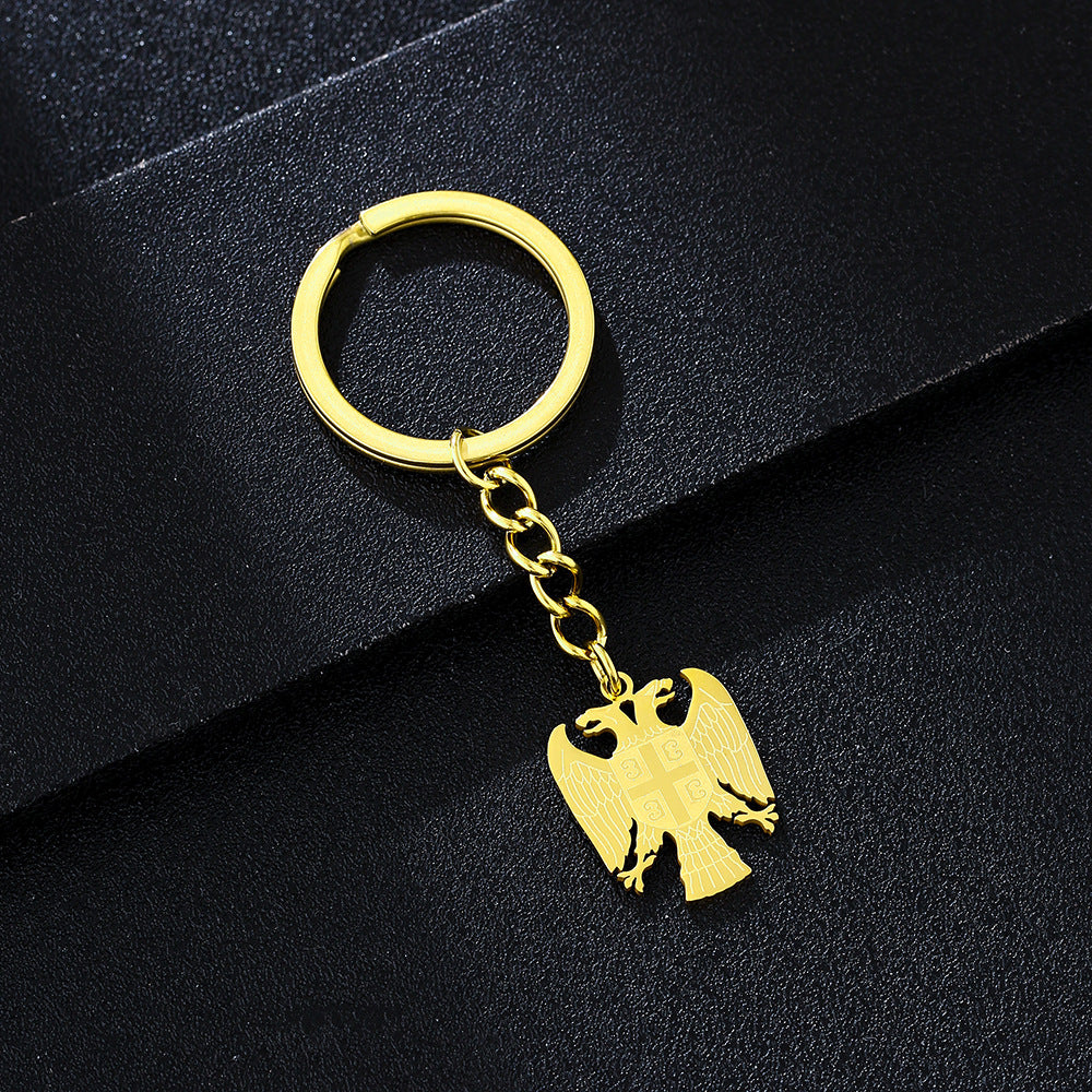 Collar con Colgante de Águila Estilo Étnico y Llavero de Acero Inoxidable para Hombres y Mujeres
