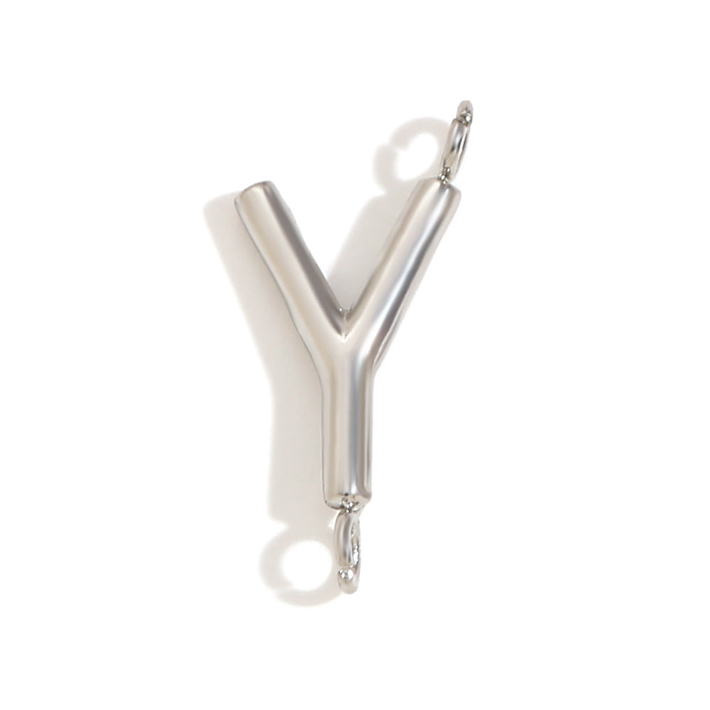 Minimalist 18K Gold Plated Stainless Steel Letter Charm Bar
