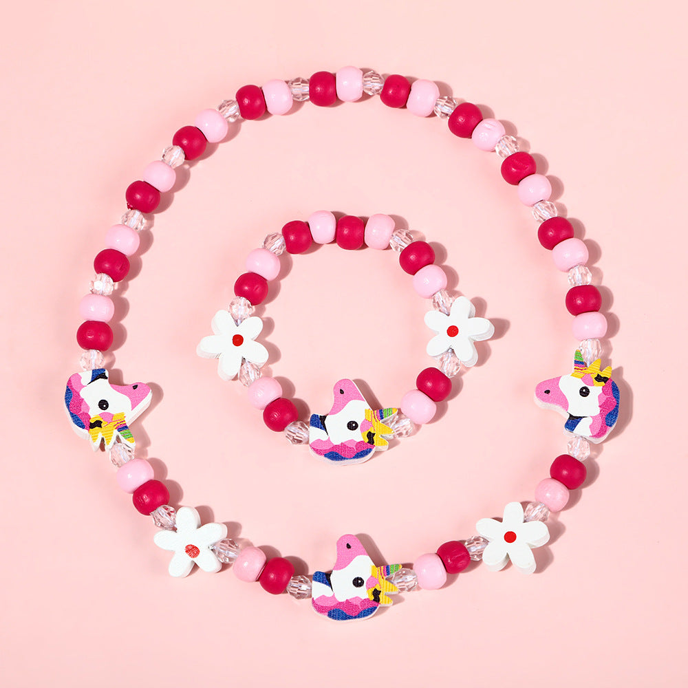 Set Collana e Bracciale a Forma di Sirena in Resina per Bambini in Colori Caramella Simpatici Gioielli da Principessa