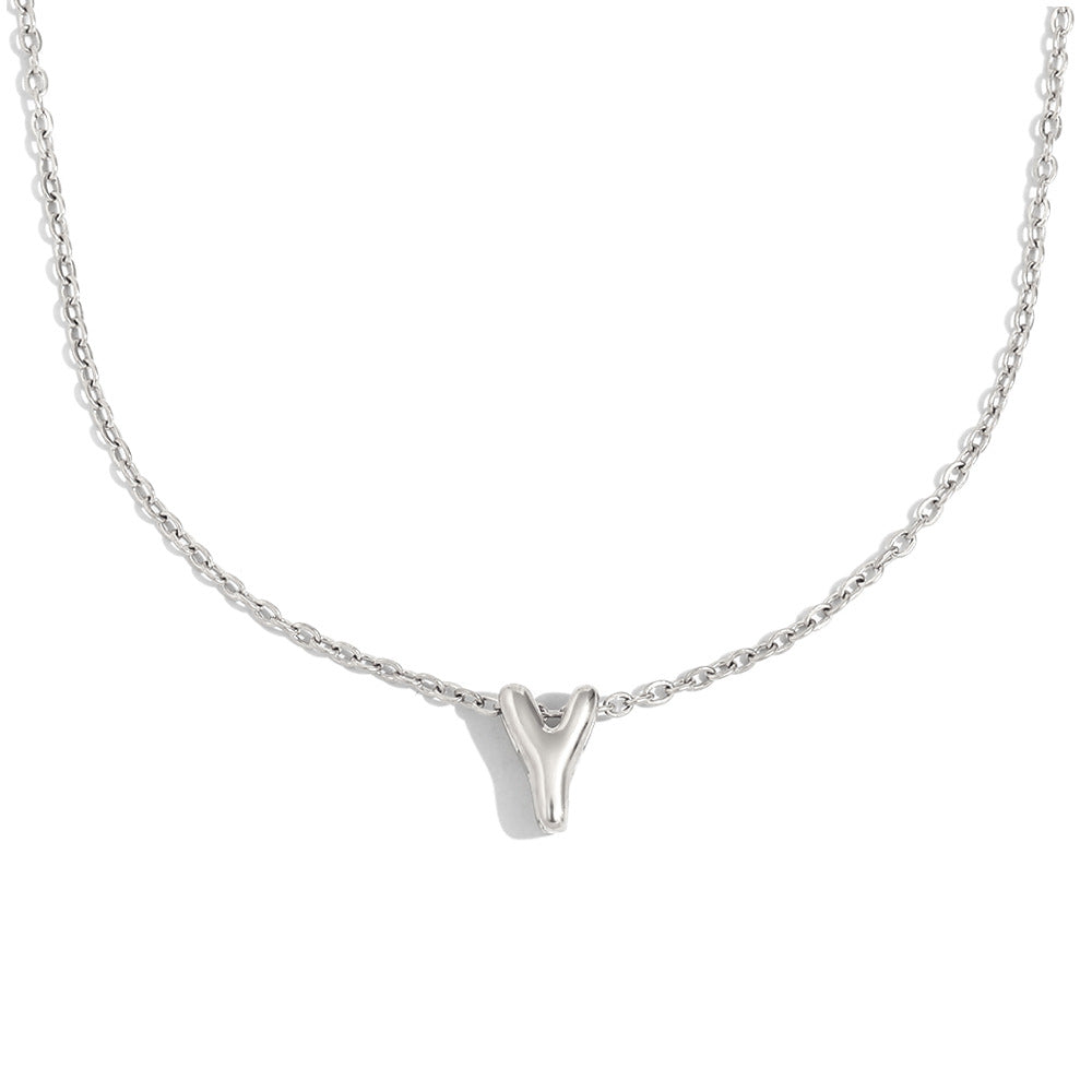 Fashionable Minimalist Letter Pendant Necklace in Stainless Steel with 18K Gold Plating for Women