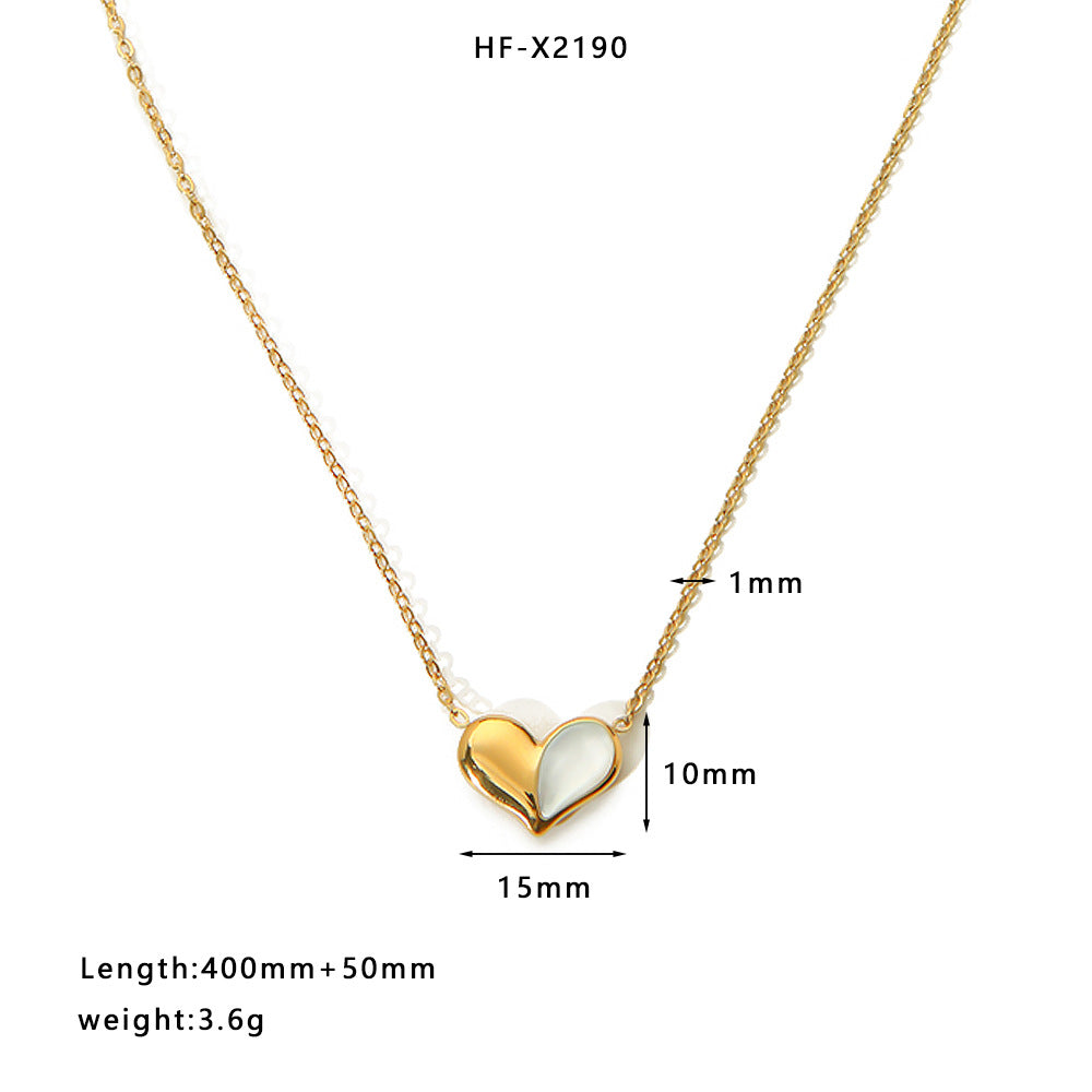 Minimalist Heart-Shaped Titanium Steel Pendant Necklace with Stainless Steel Chain and 18K Vacuum Plating for Women