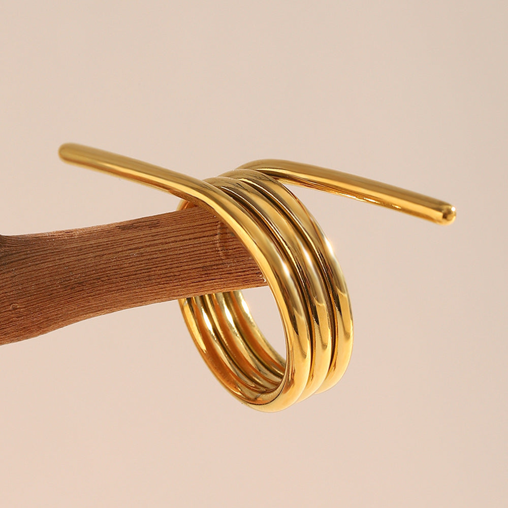 Bracciale da donna in acciaio inossidabile placcato oro 18K dal design geometrico alla moda
