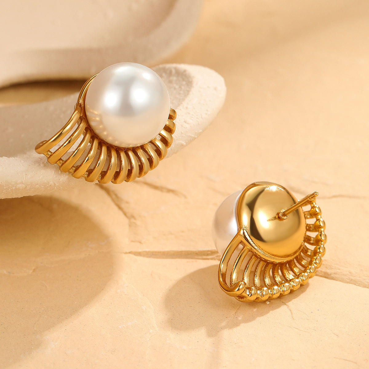 Pendientes de Acero Inoxidable Geométricos de Moda con Acabado Chapado para Mujer