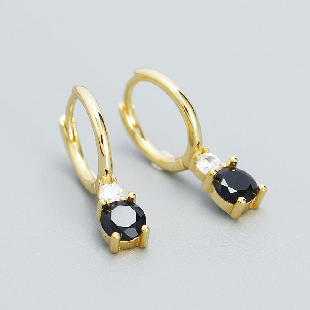 Minimalist 925 Sterling Silver Geometric Square Cubic Zirconia Inlay Hoop Earrings for Women