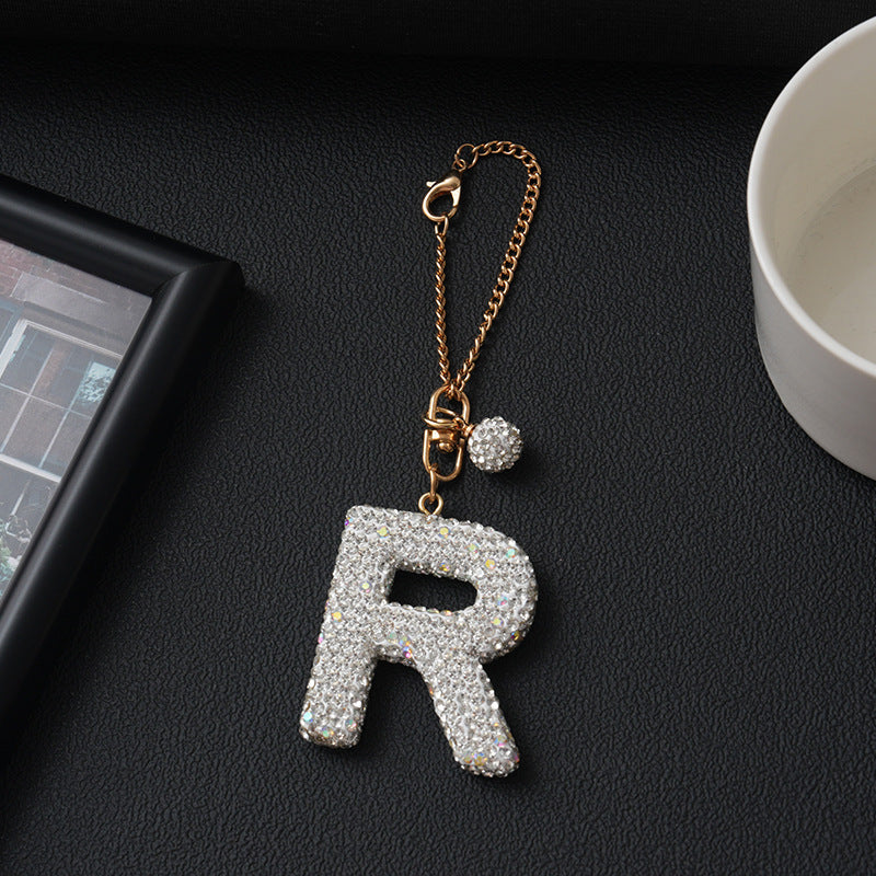 Luxury Rhinestone Letter Pendant Resin Charm for Car Cup Chain