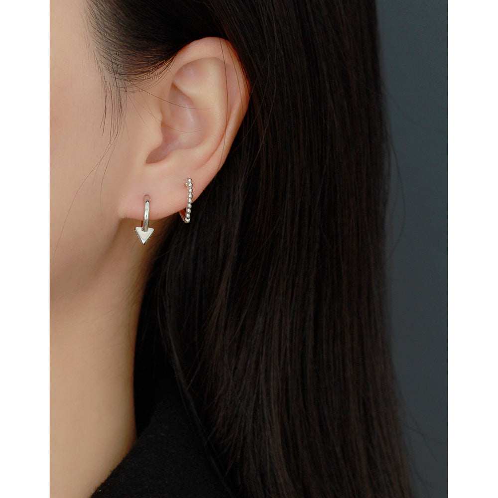Orecchini a perno da donna a forma di cuore in argento sterling, gioielli in stile dolce lucido, orecchini in argento S925