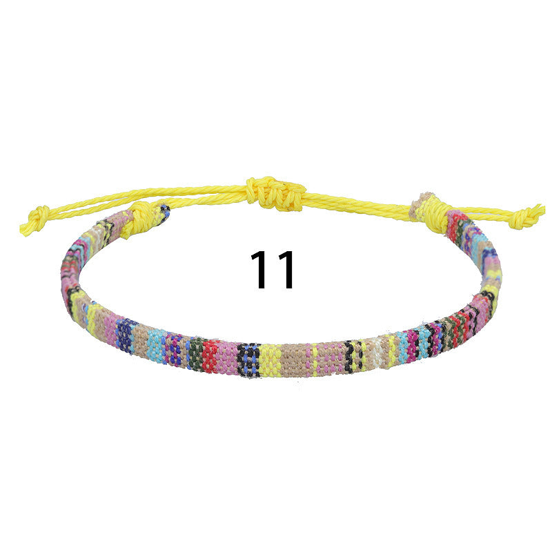 Bohemian Rainbow Braided Cotton Linen Anklet Unisex Adjustable Foot Jewelry