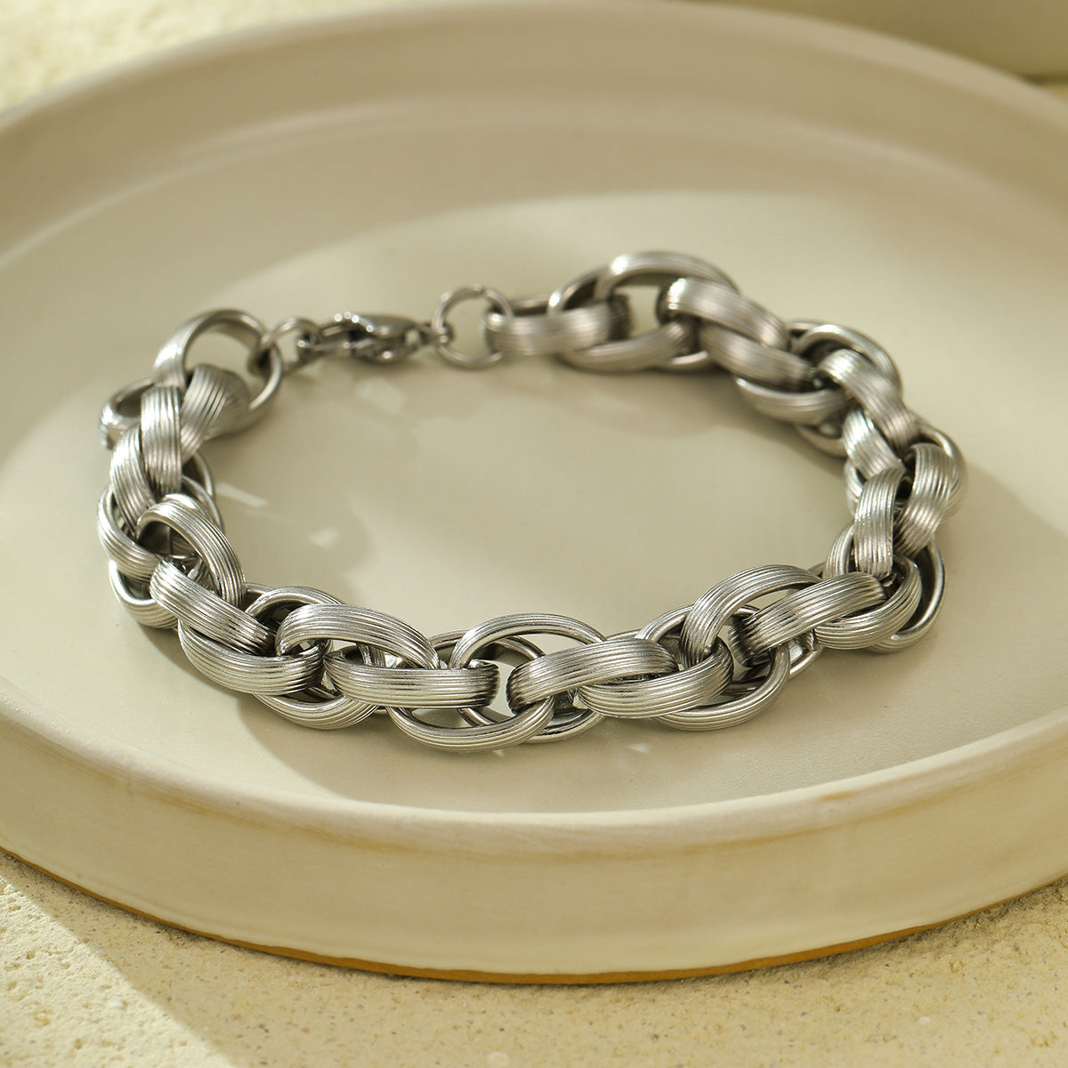 Minimalist Braided Stainless Steel Bracelet with Plated Finish for Women and Unisex Wear