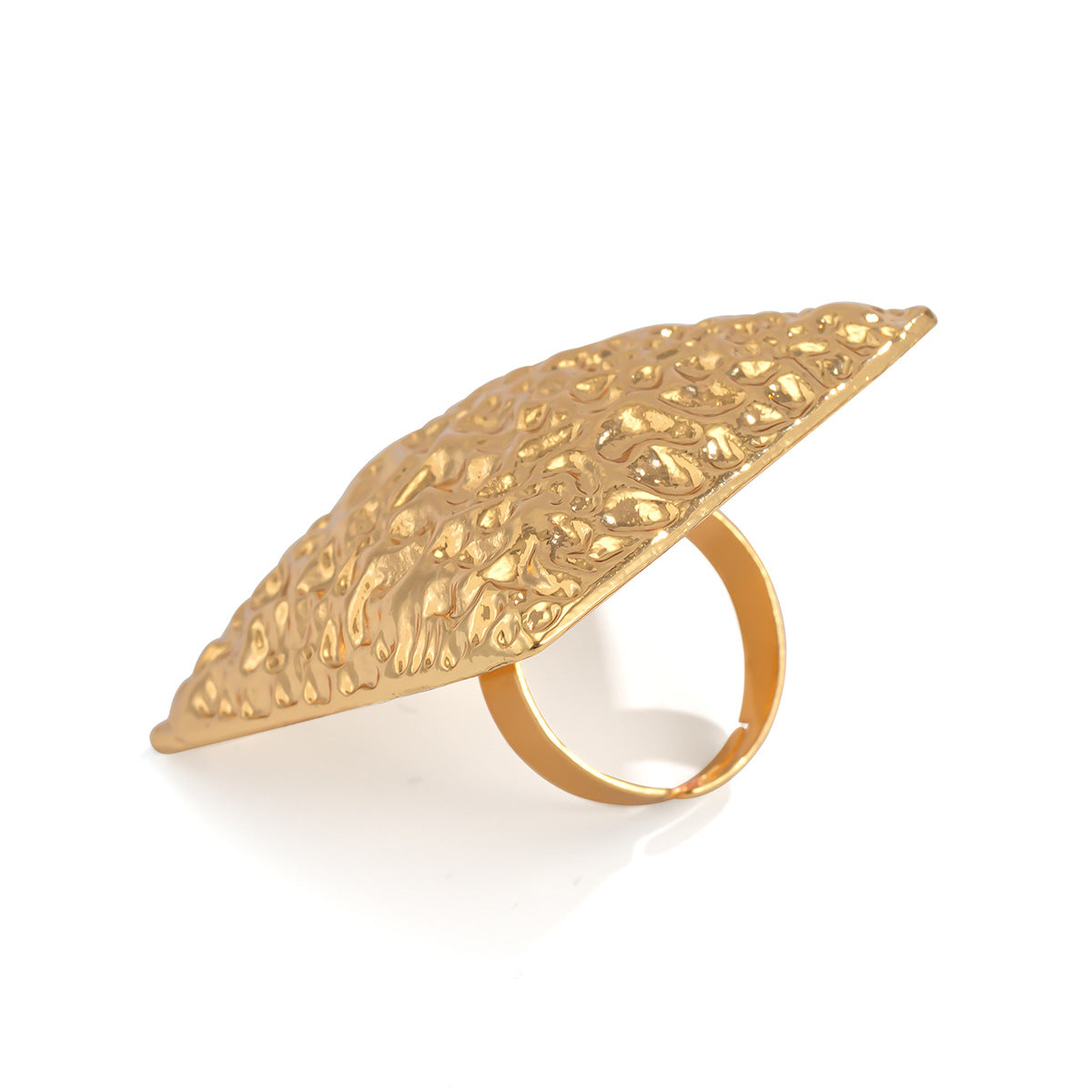 Anello aperto geometrico irregolare da donna con intarsio in perle imitate e finitura placcata