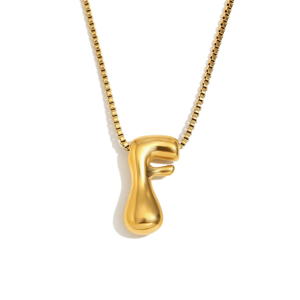 Minimalist Fashion Letter Necklace for Women Stainless Steel Pendant with 18K Gold Plating