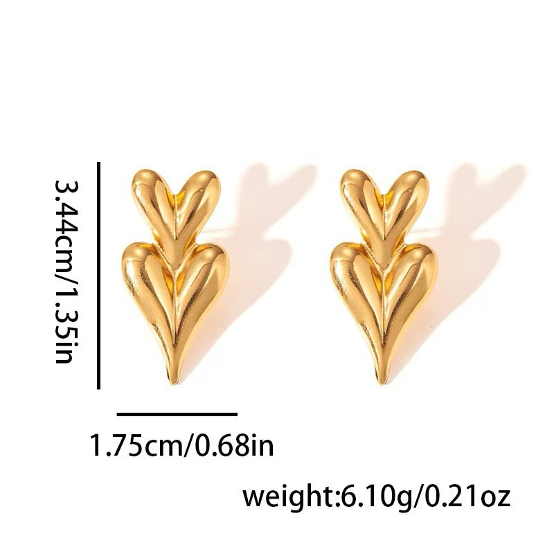 Luxury Geometric Heart Stainless Steel Earrings for Women