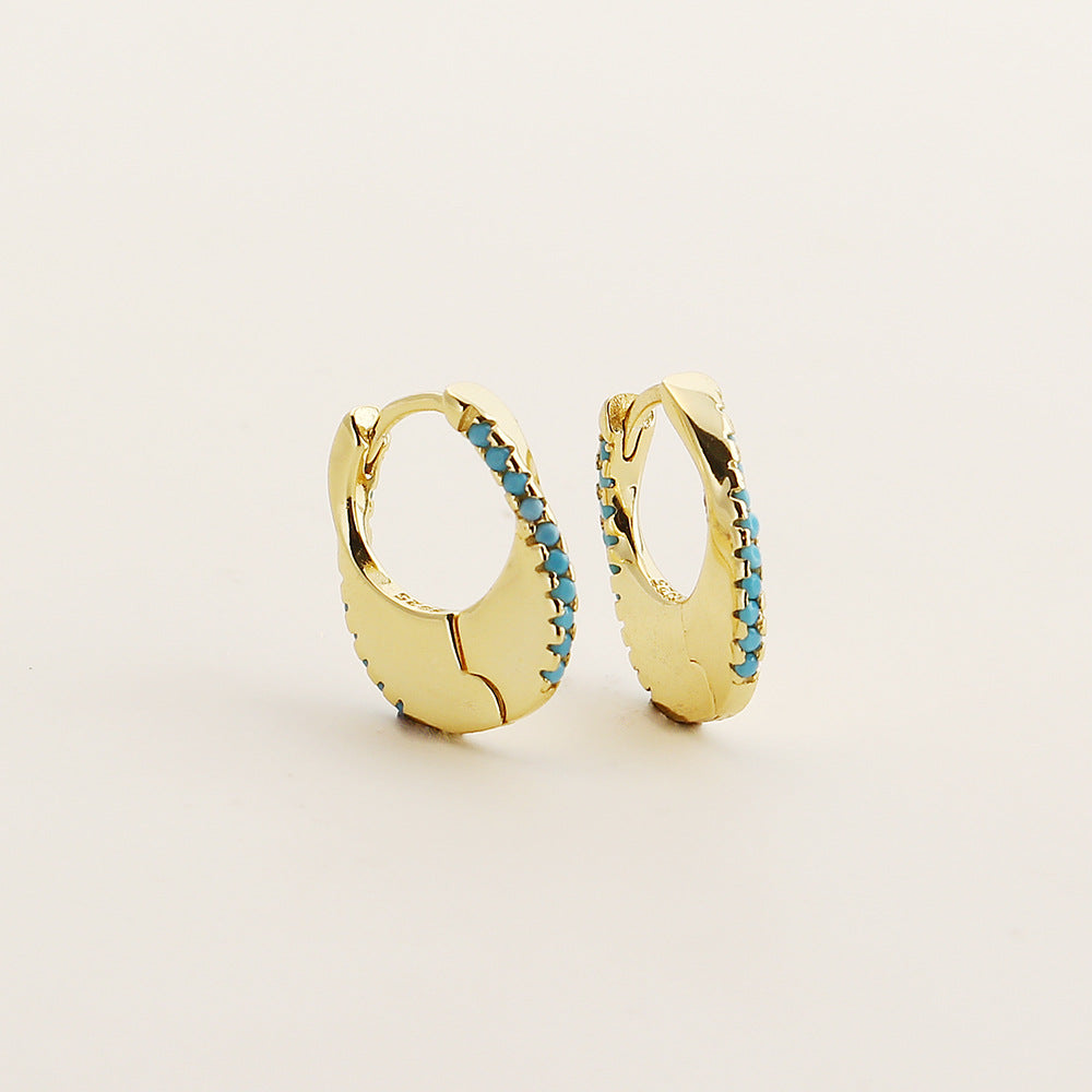 Minimalista geométrica S925 plata esterlina brazaletes de oreja con incrustaciones de diamantes de imitación para mujer