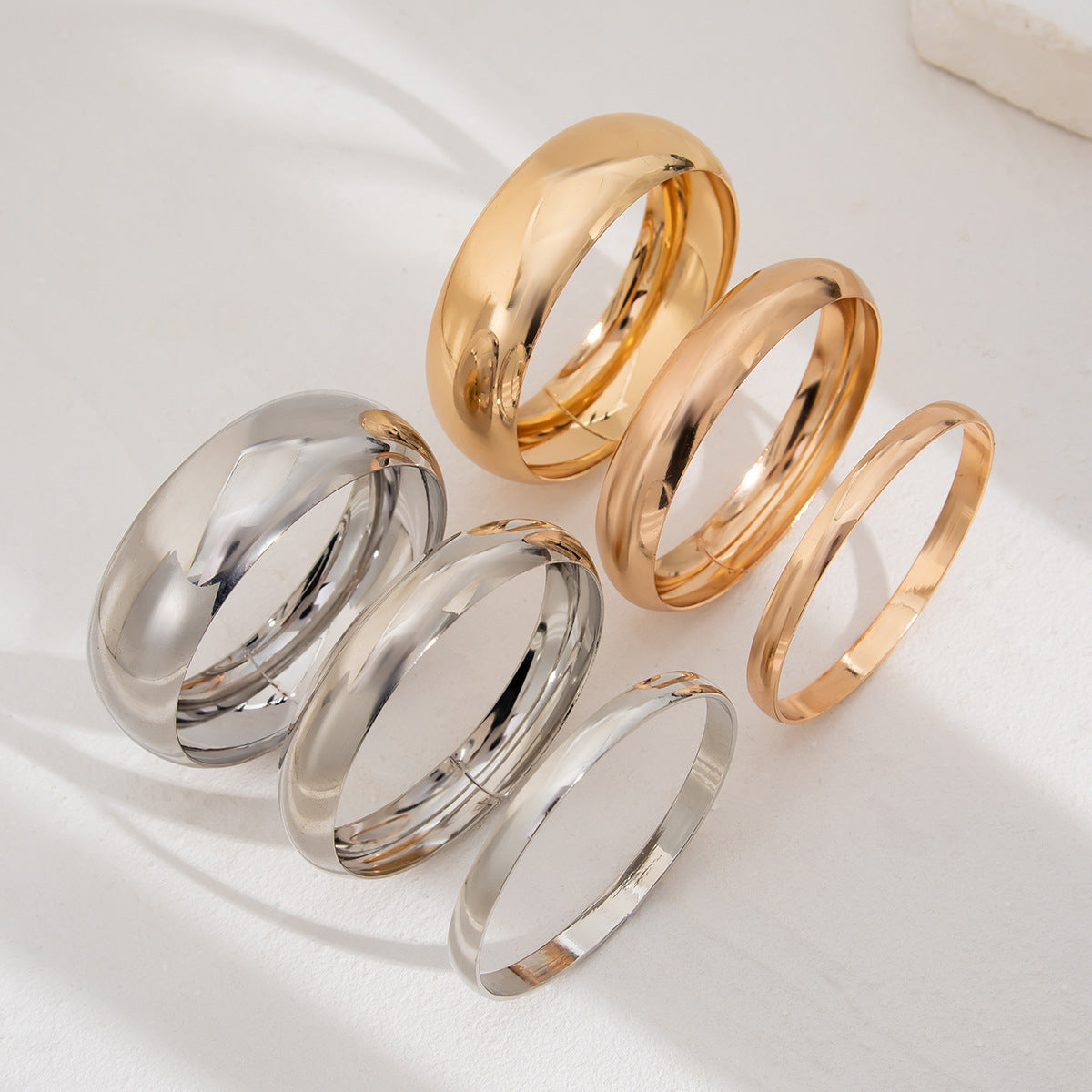 Minimalist Geometric Polished Plated Alloy Rope Bracelet