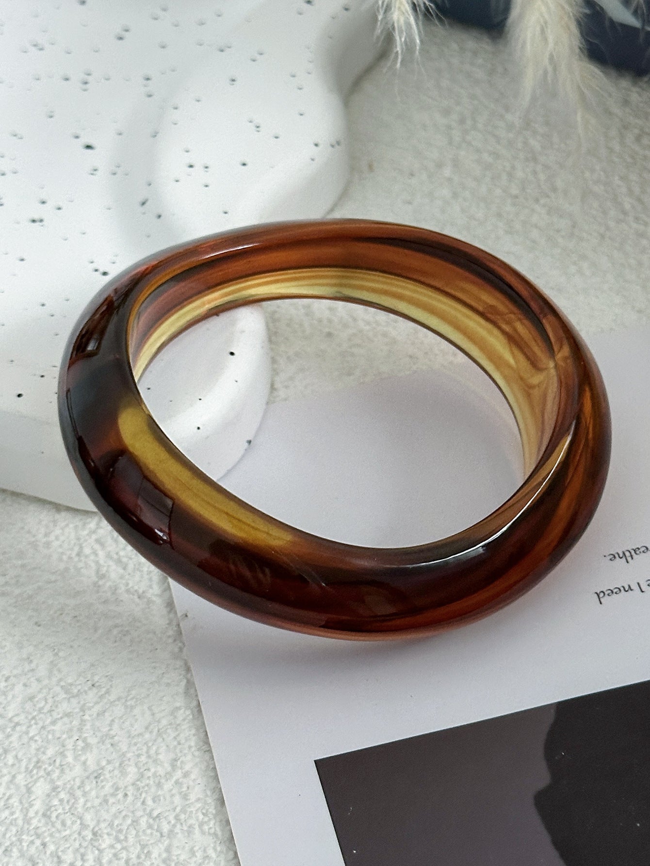 Vintage Geometric Acrylic Drip Oil Bracelet with Abstract Curved Texture