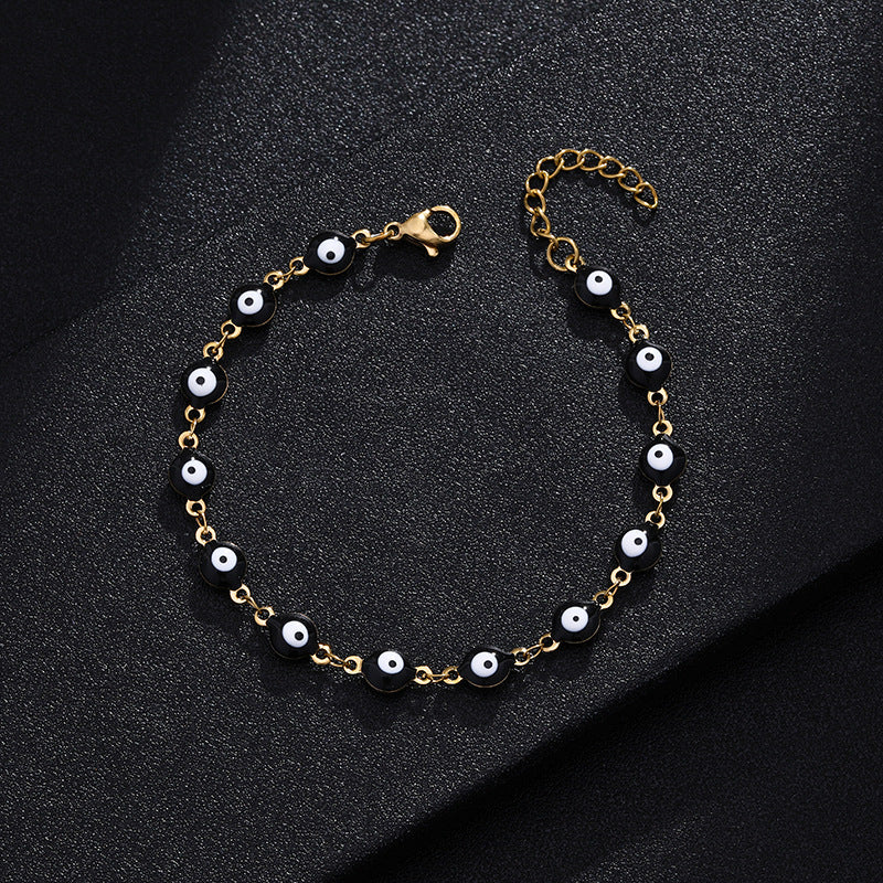 Bracciale alla moda in acciaio al titanio a forma di occhio per donna con smalto, gioielli dell'amicizia carini ed eleganti