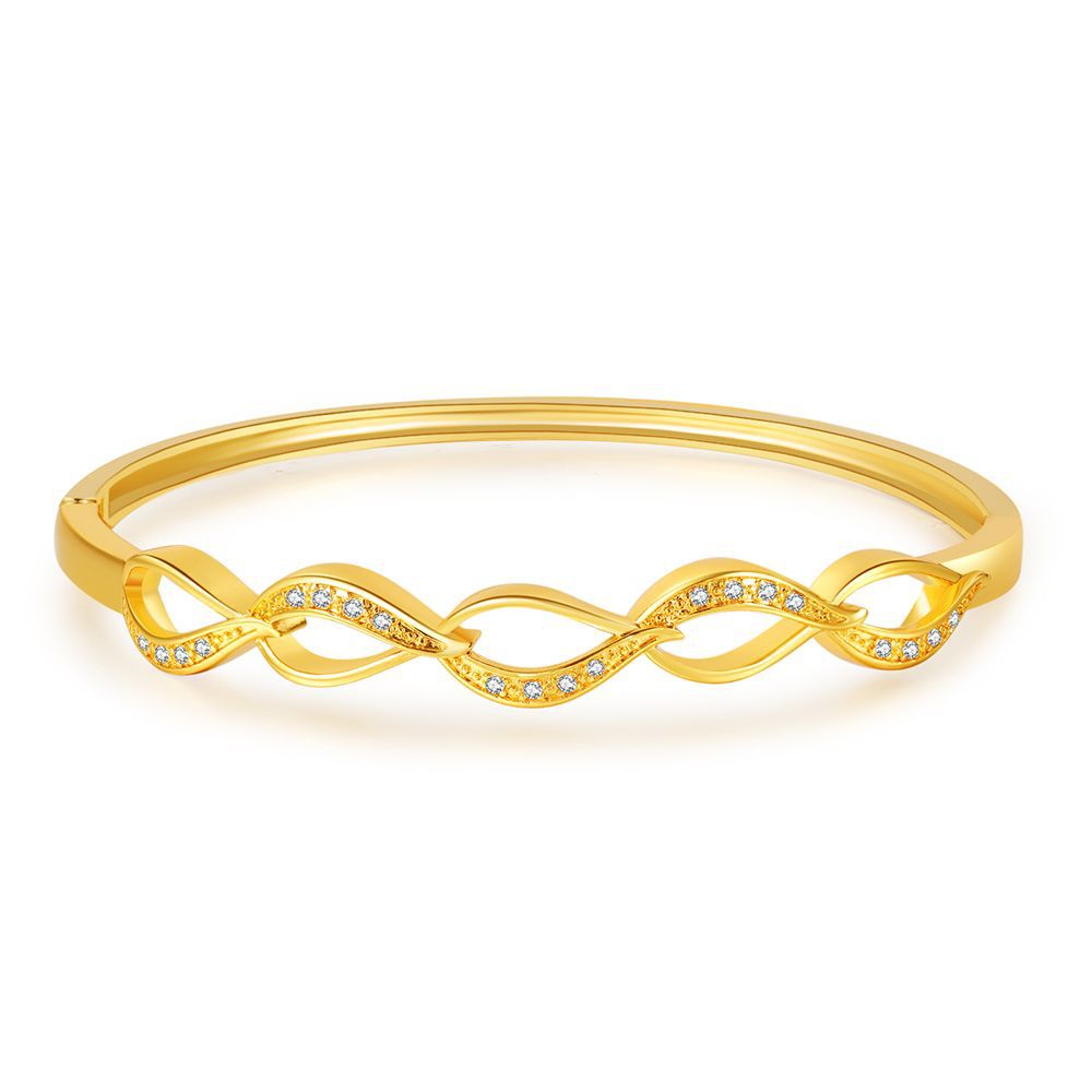 Minimalist Elegant Geometric Leaf Branch Brass Cuff Bracelet with Cubic Zirconia Inlay for Women and Men