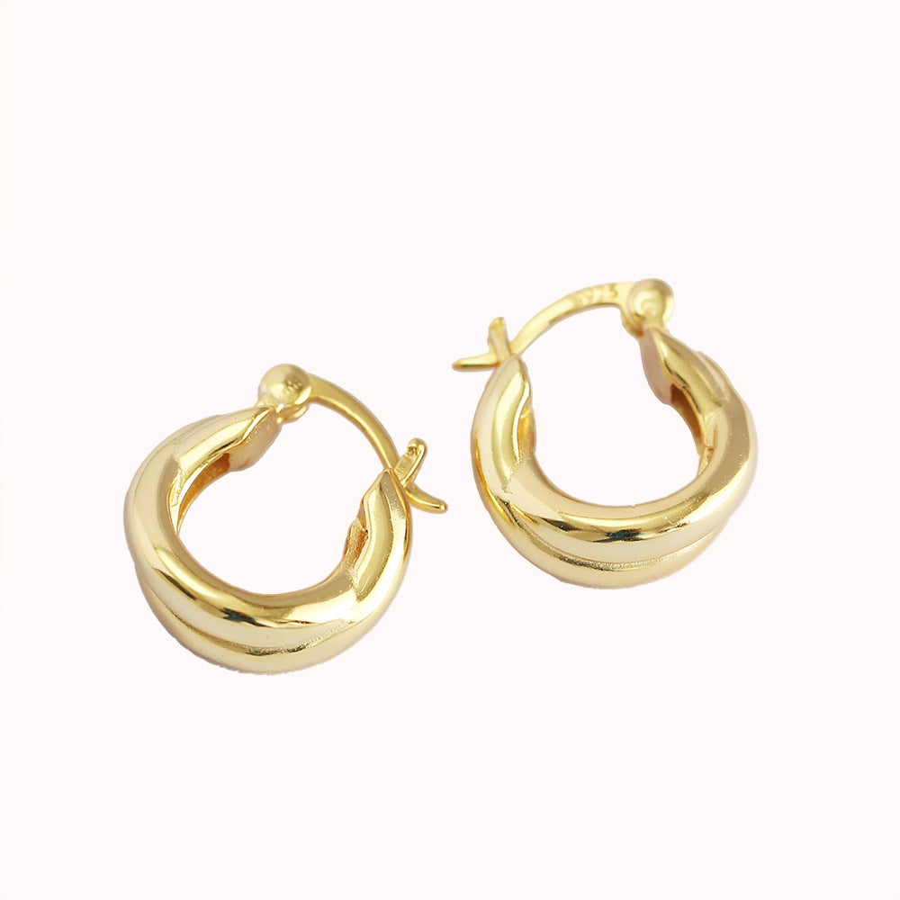 Minimalist Geometric Cross-Line Earrings in S925 Sterling Silver with Plated Finish for Women