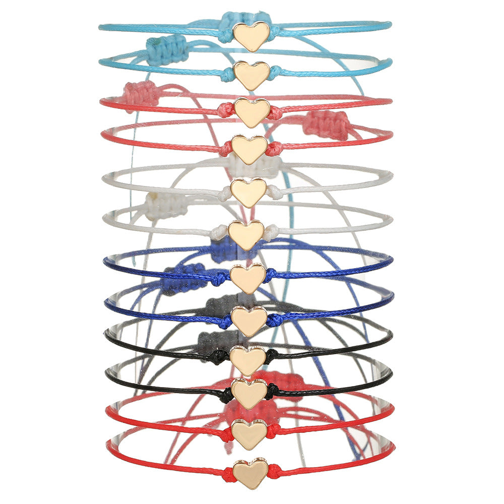 Beach Vacation Style Alloy Turtle Compass Shell Heart Starfish Evil Eye Braided Anklet and Bracelet Set