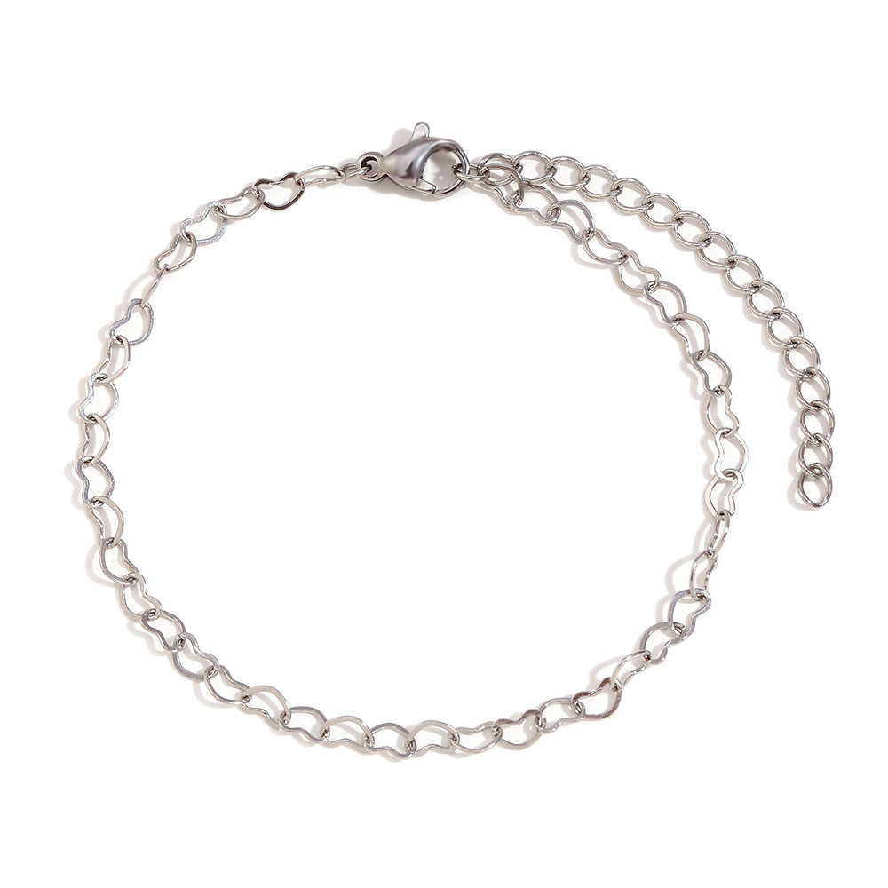 Bracciale da donna in acciaio inossidabile placcato oro 14K a forma di cuore, stile minimalista