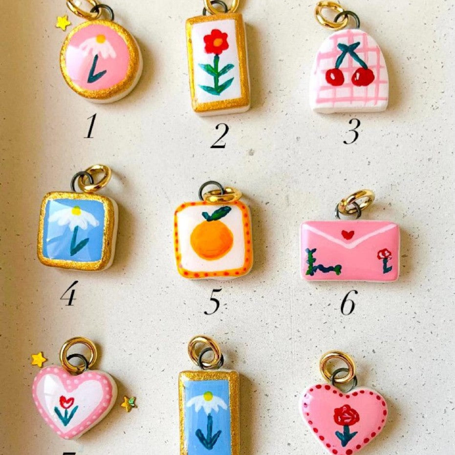 Fashion Plated Brass Floral Heart Letter Fruit Charm Bar DIY Accessories