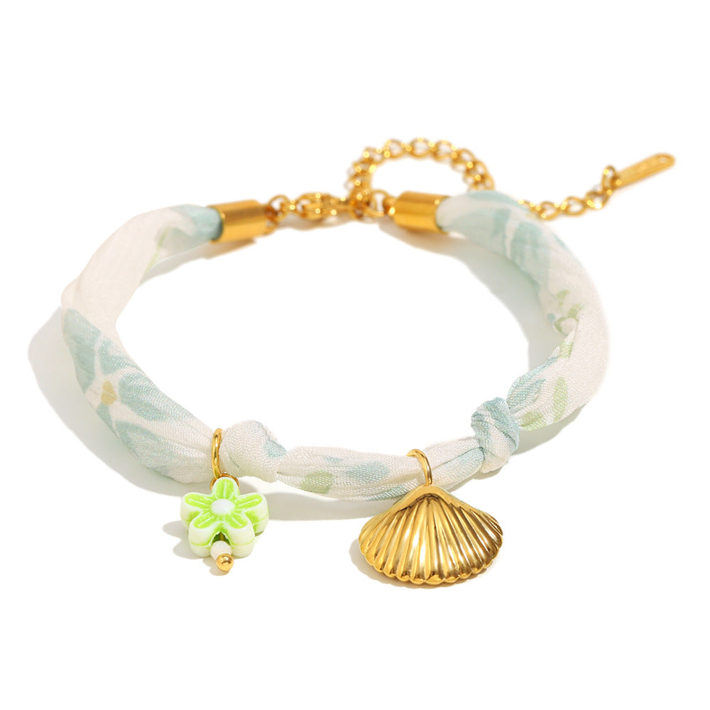 Bracciale alla moda conchiglia geometrica in acciaio inossidabile placcato oro 18 carati da donna