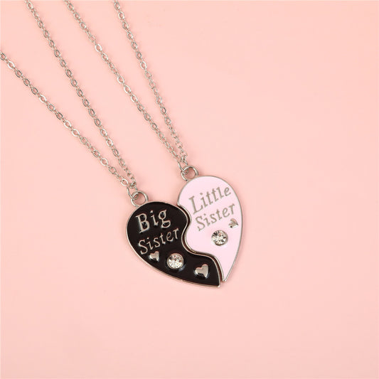 Best Friends Heart-Shaped Alloy Necklace with Enamel Finish for Children, Eco-Friendly and Safety-Tested