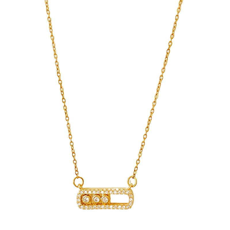 Minimalist Geometric Micro-set Cubic Zirconia Titanium Steel Paperclip Necklace