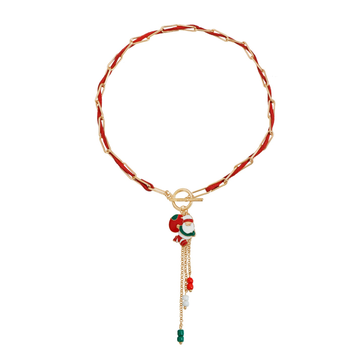 Fashionable Geometric Alloy Choker Necklace with Christmas Bell Pendant for Women Holiday Party Wear