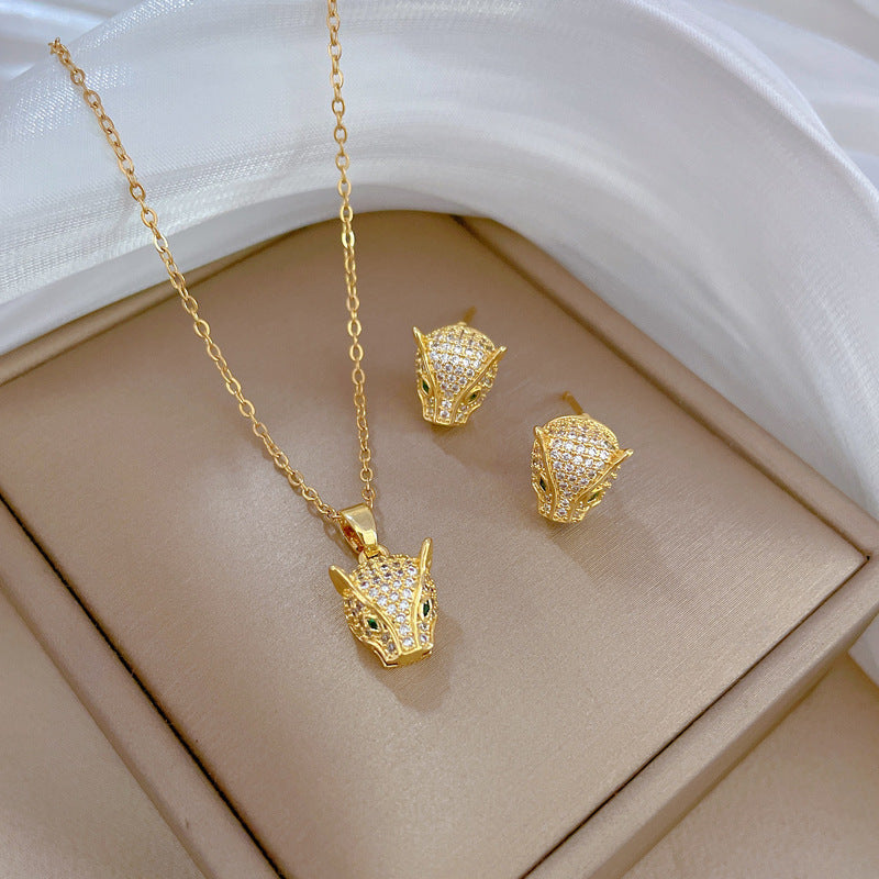 Luxury Sweet Geometric Titanium Steel Necklace and Earrings Set