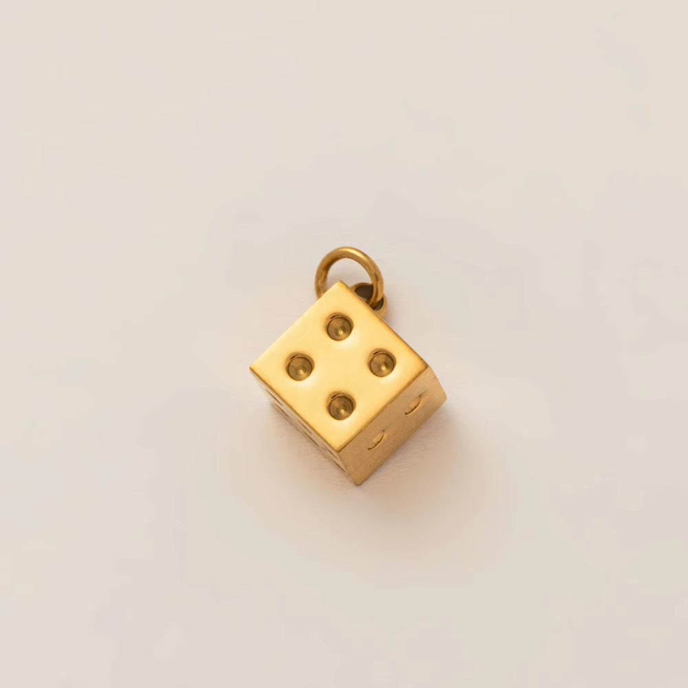 Vintage 18K Gold Plated Stainless Steel DIY Charm Bar Cross Crown Roman Numeral Dice Airplane Shoe Accessories