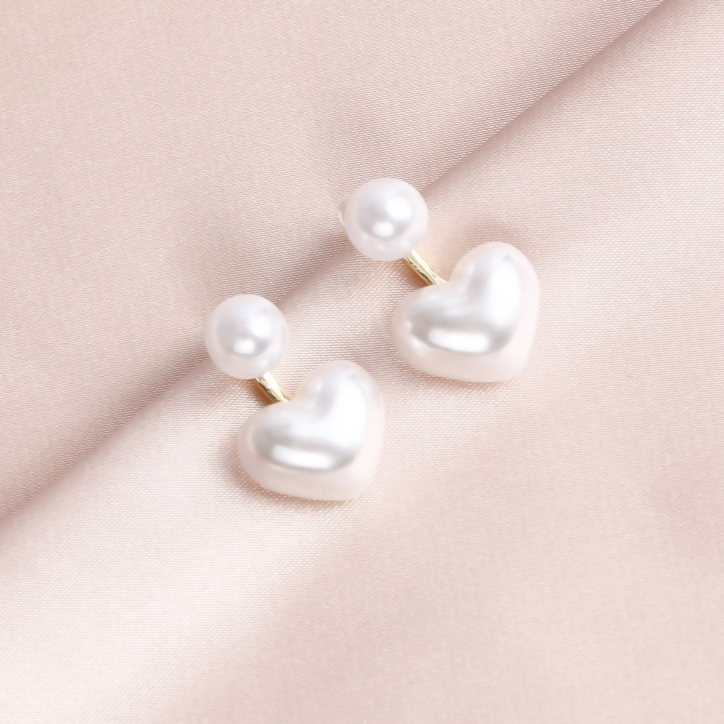 Sweet Heart-Shaped Acrylic Stud Earrings with Plated Finish for Women