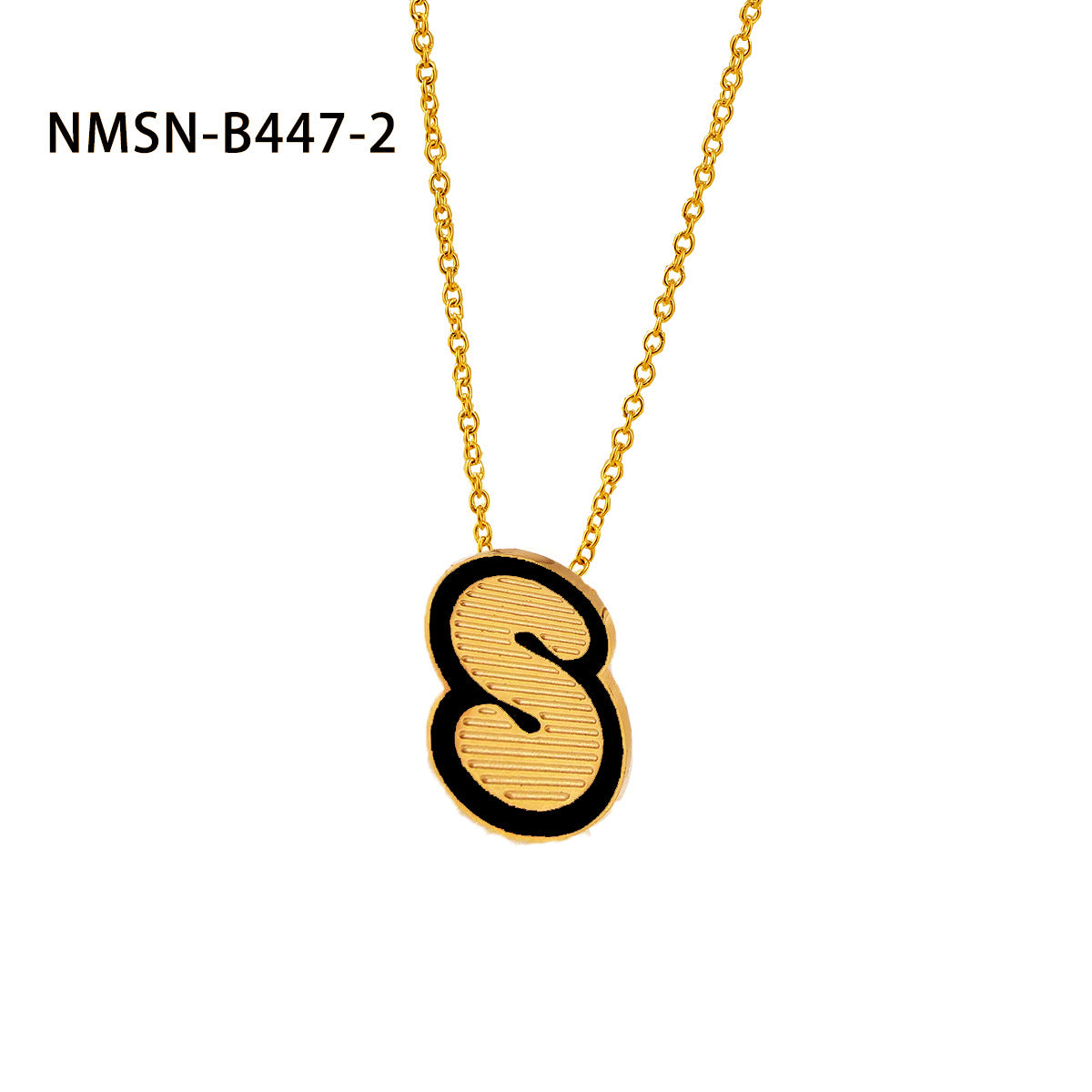 Collana con pendente a forma di lettera minimalista in acciaio inossidabile placcato oro 18 carati e dettagli in smalto da donna